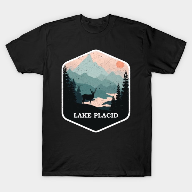 Lake Placid New York NY Vintage Mountains Hiking Souvenir T-Shirt by kalponik